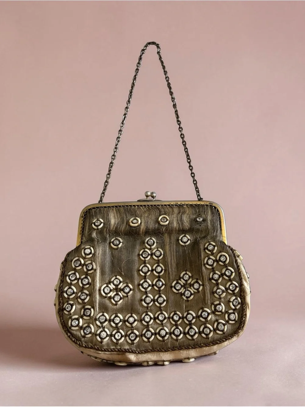 Vintage Kiss-Lock Gold Embellished Coin Purse Clutch